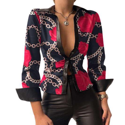 Lacey Blouse | Patchwork V-Neck Chic Style