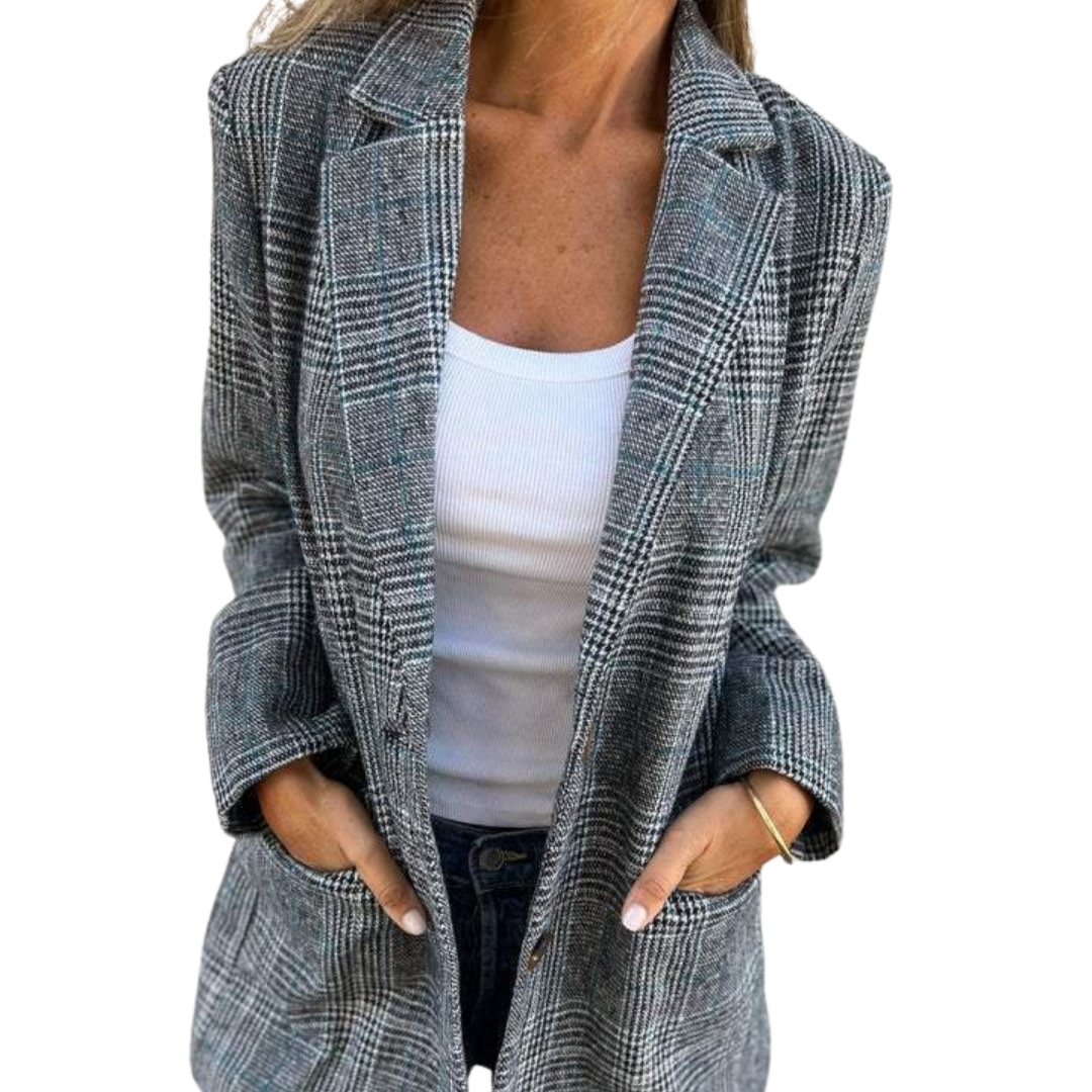 Talani Blazer | Autumn Checked Casual Long Blazer