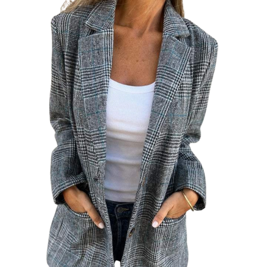 Talani Blazer | Autumn Checked Casual Long Blazer