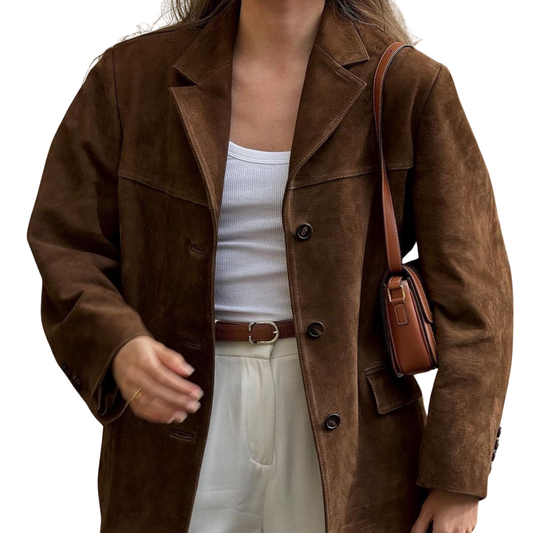 Sareena Blazer | Autumn Suede Buttoned Oversized Blazer