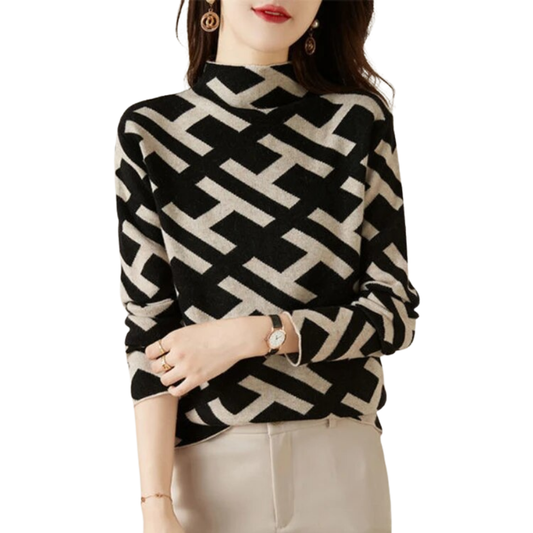 Iyanna Sweater | Geometric Turtleneck Sweater