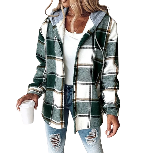 Nila Jacket | Women's Autumn Plaid Button-Up Shirt Jacket