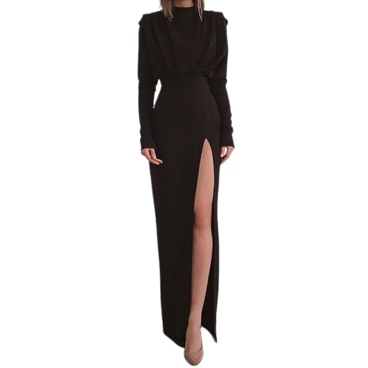 Phylliss Dress | Long Sleeves Chic Party Dress with Side Slit