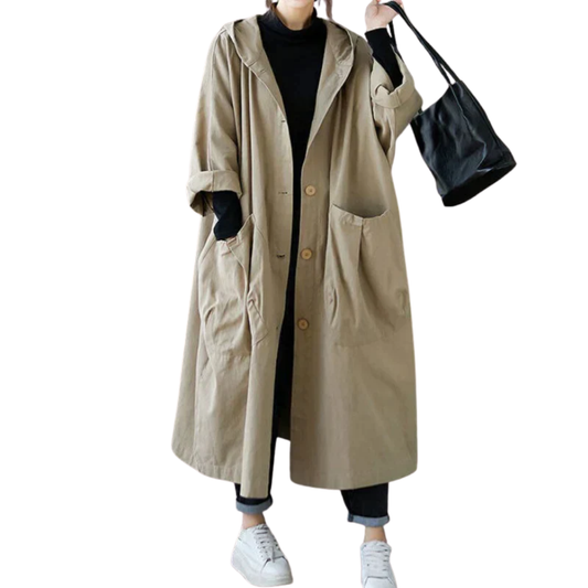 Elisia Coat | Oversized Hooded Trench Coat