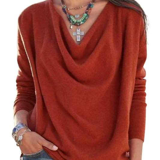 Olga Top | Women's V-Neck Long Sleeve Solid Color Warmer Top