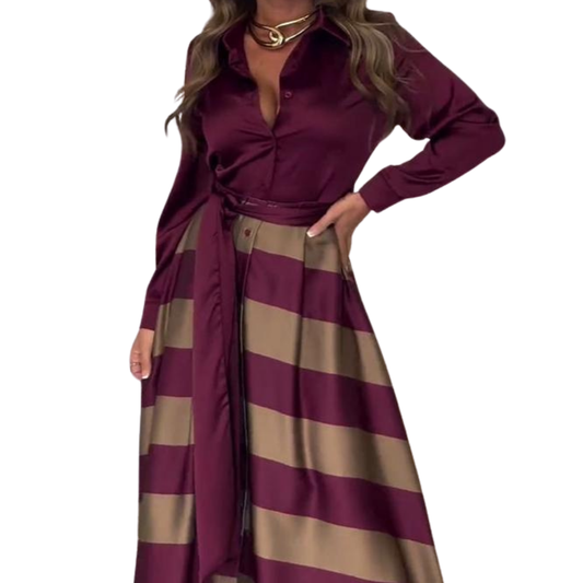 Ilma Dress | Soft Touch Striped Maxi Dress with Belt