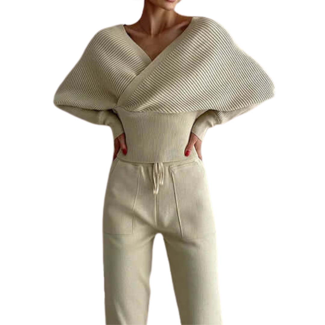 Jewel Set | Off-Shoulder Sweater and Pants Loungewear Set