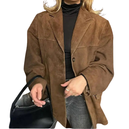 Hannah Jacket | Classic Brown Suede Jacket