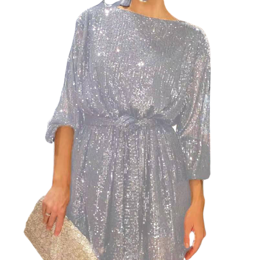Pauline Dress | Sequin Mini Dress with Belt