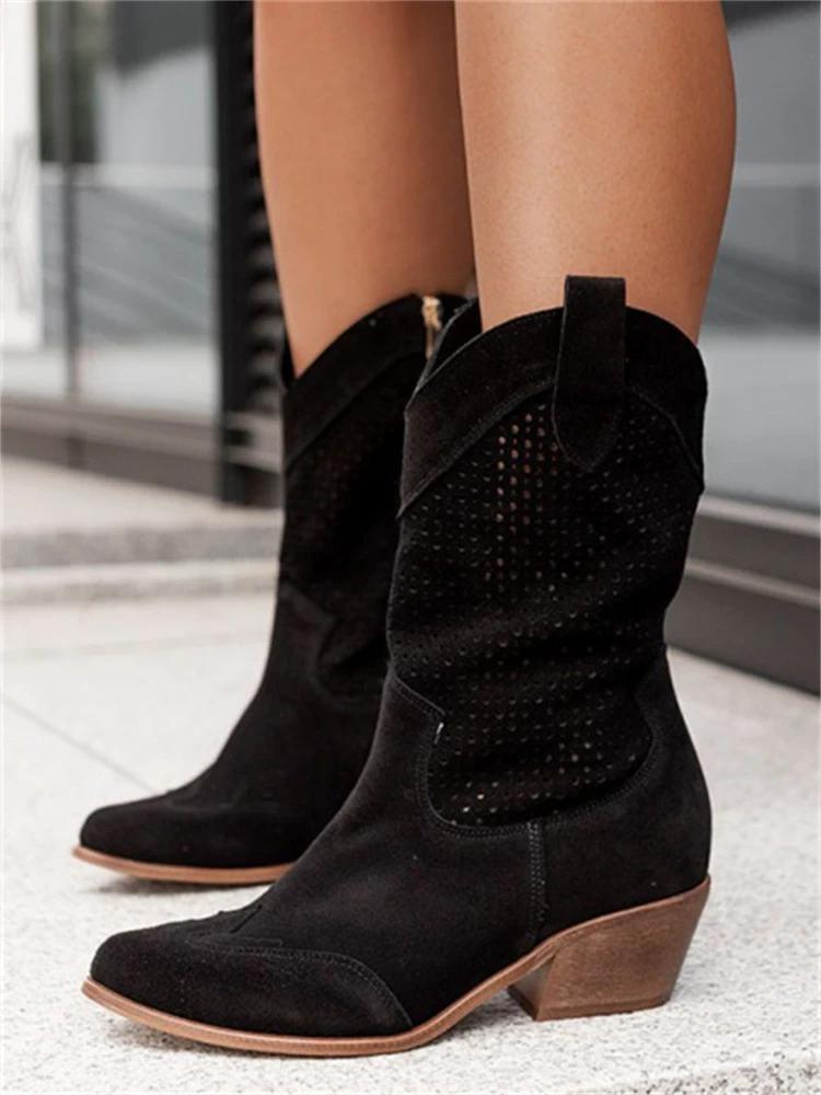 Dailina Boots | Western Cowboy Boots with Classic Stitching and Pointed Toe