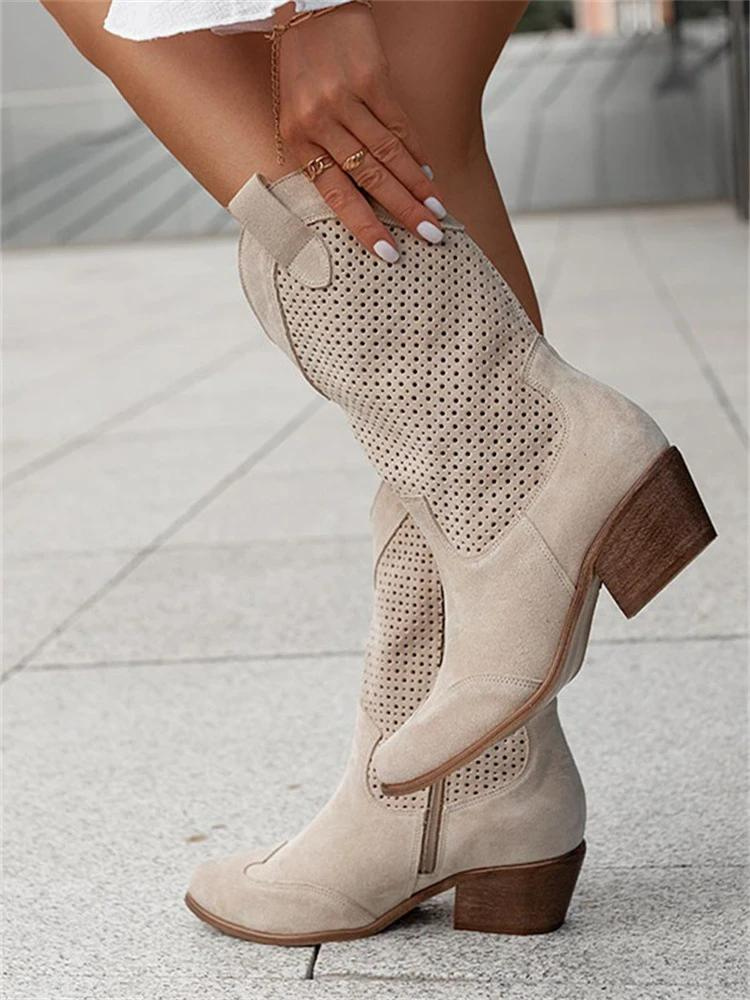 Dailina Boots | Western Cowboy Boots with Classic Stitching and Pointed Toe