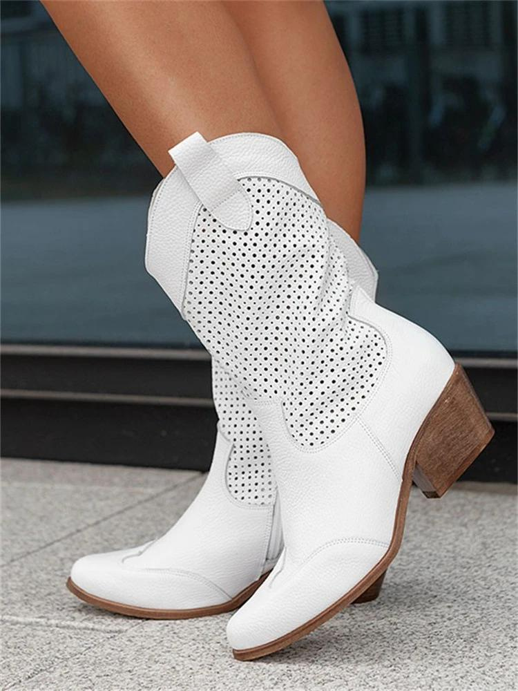 Dailina Boots | Western Cowboy Boots with Classic Stitching and Pointed Toe