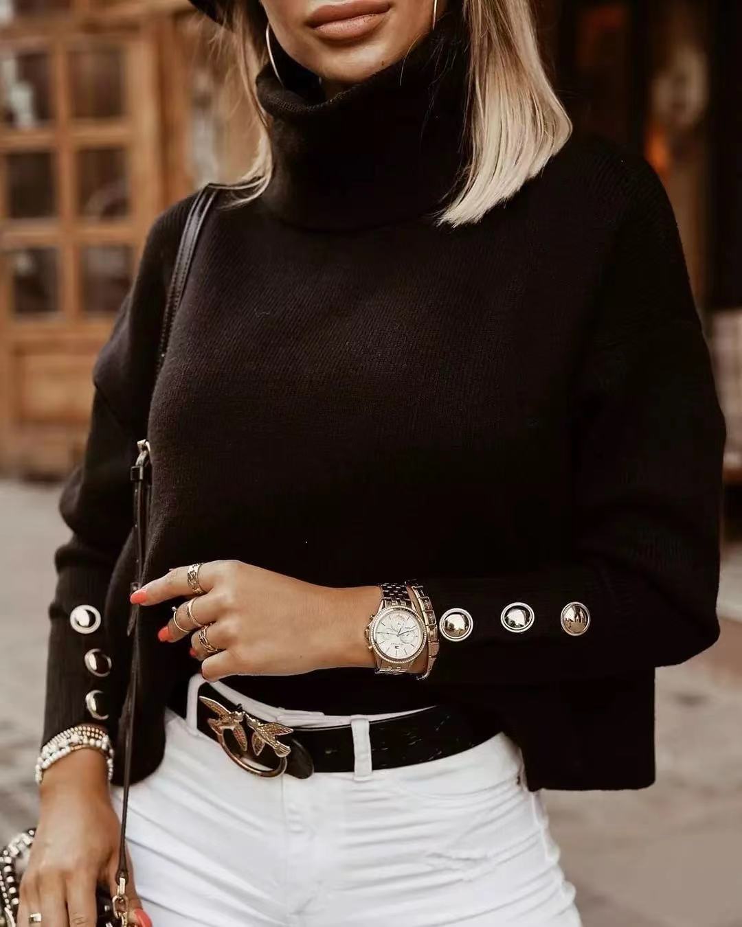 Velda Jumper | Winter Turtleneck Knit Jumper with Button Detail