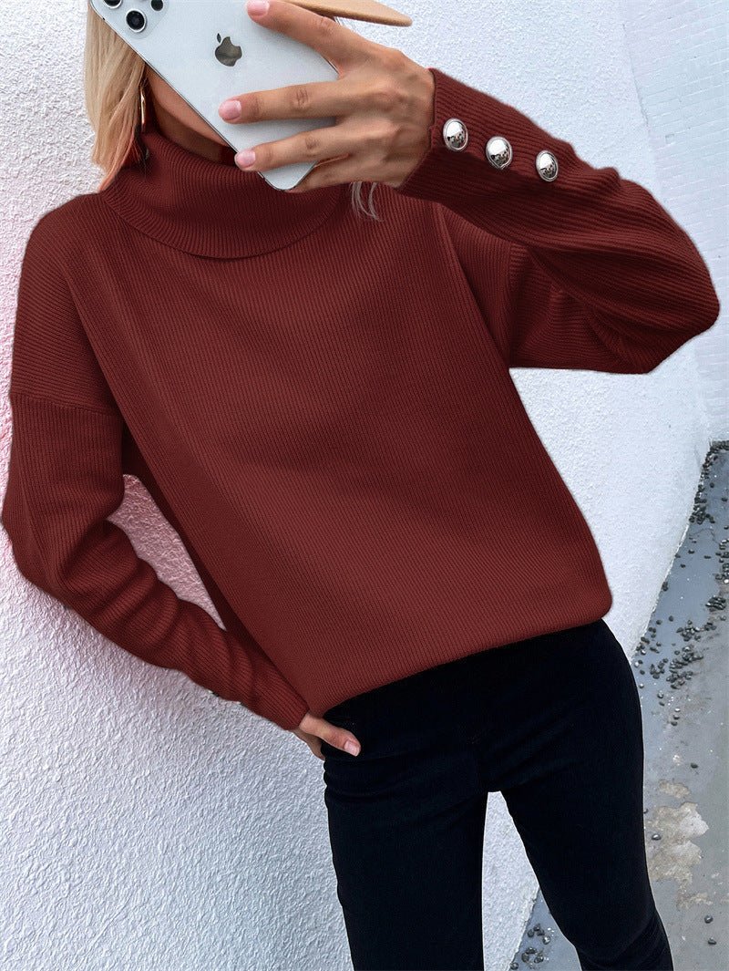 Vara Jumper | Autumn Ribbed Turtleneck with Button Detail