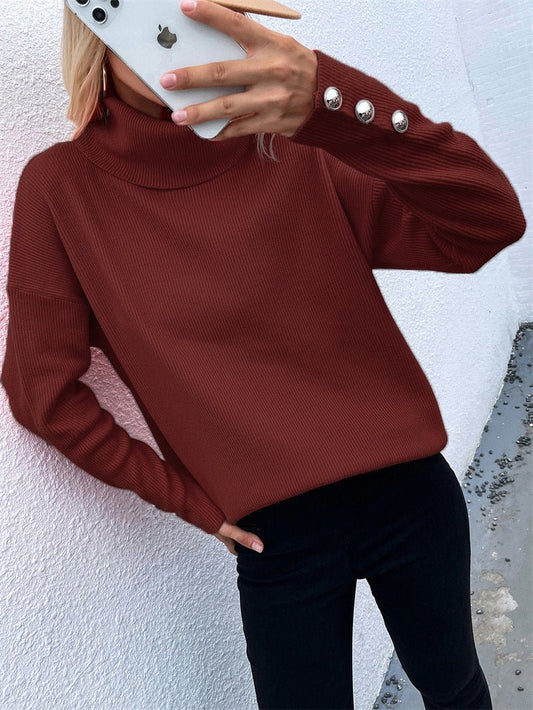 Vara Jumper | Autumn Ribbed Turtleneck with Button Detail