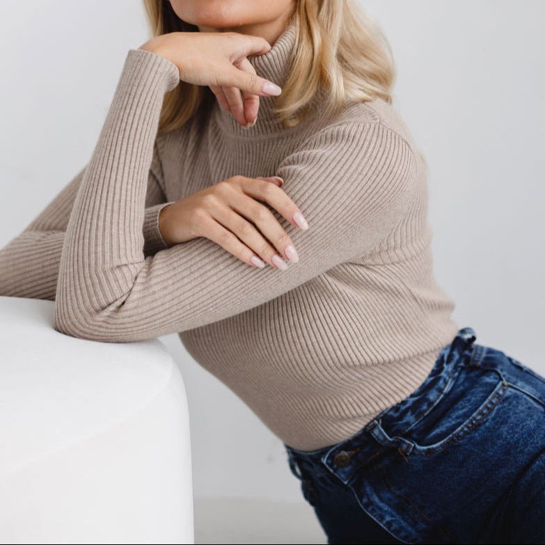 Velia Jumper | Autumn Slim Fit Ribbed Turtleneck Jumper