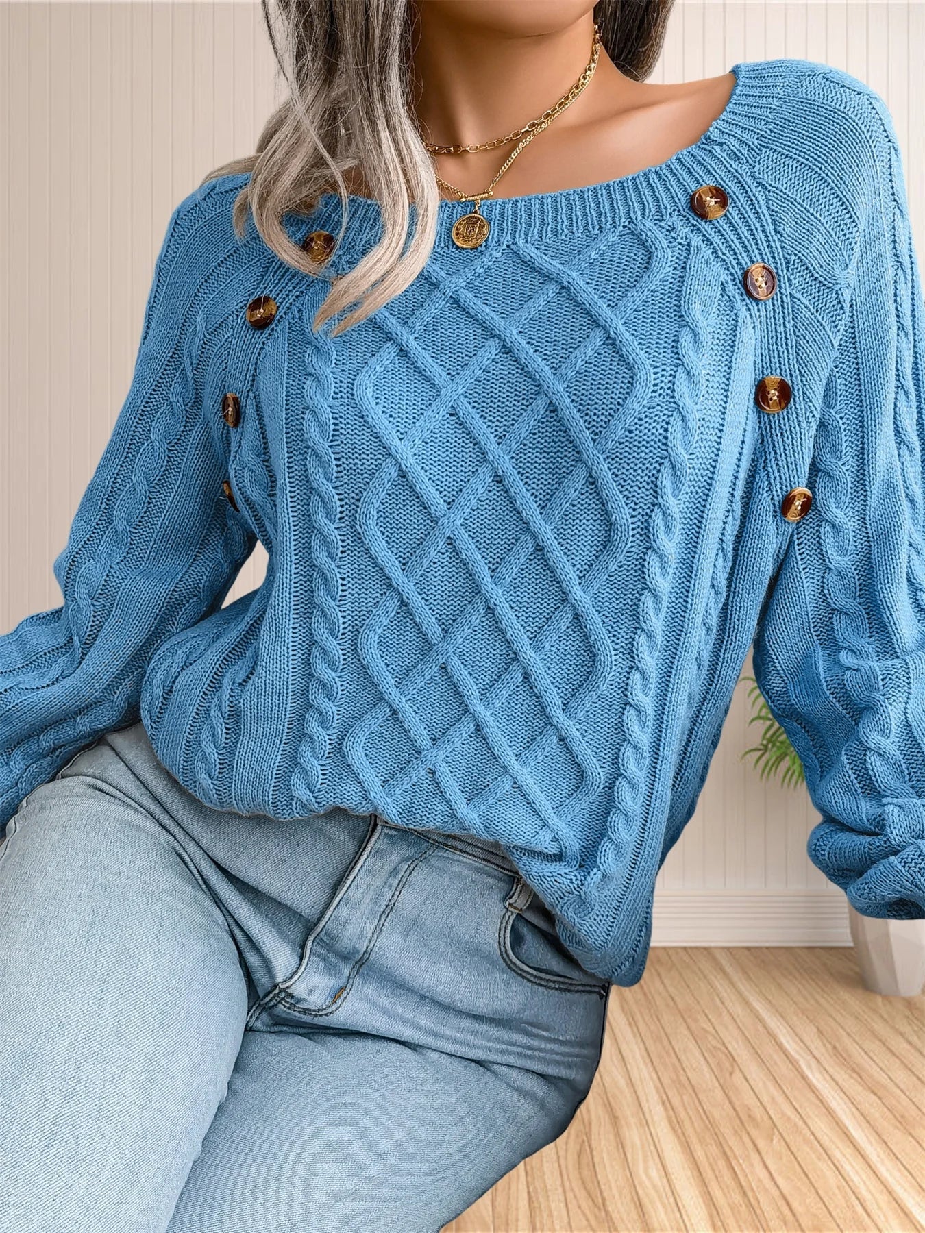 Thyra Jumper | Autumn Cable Knit Button Jumper