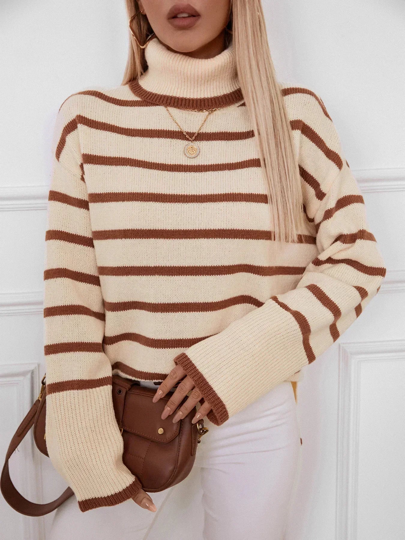 Tiphany Jumper | Autumn Striped Turtleneck Jumper