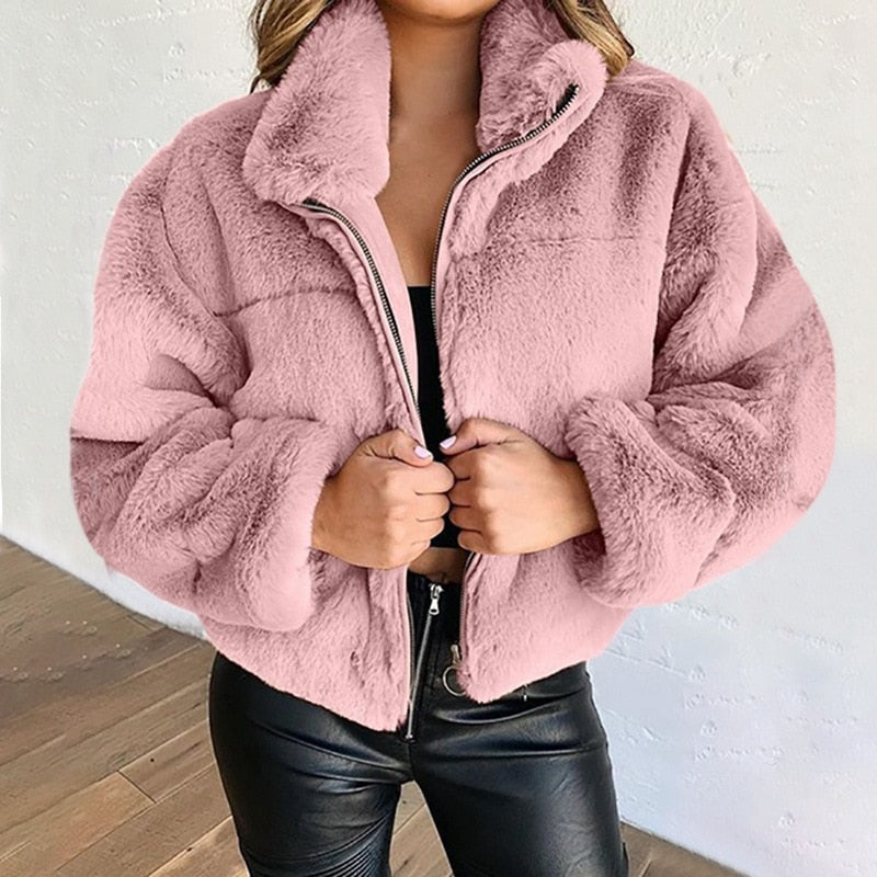 Sharon Jacket | Autumn Faux Fur Zipped Jacket