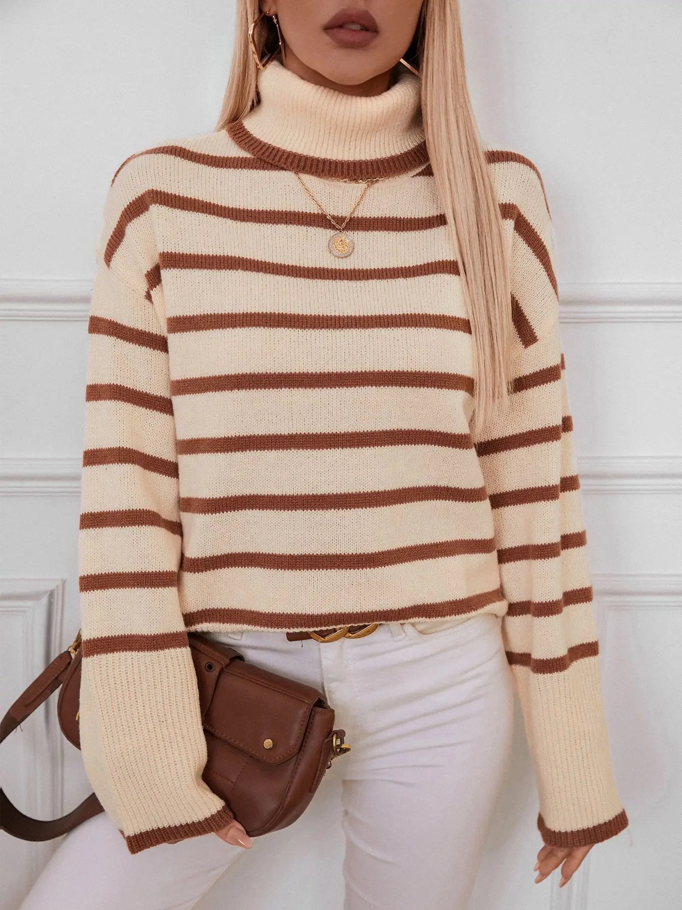 Tiphany Jumper | Autumn Striped Turtleneck Jumper