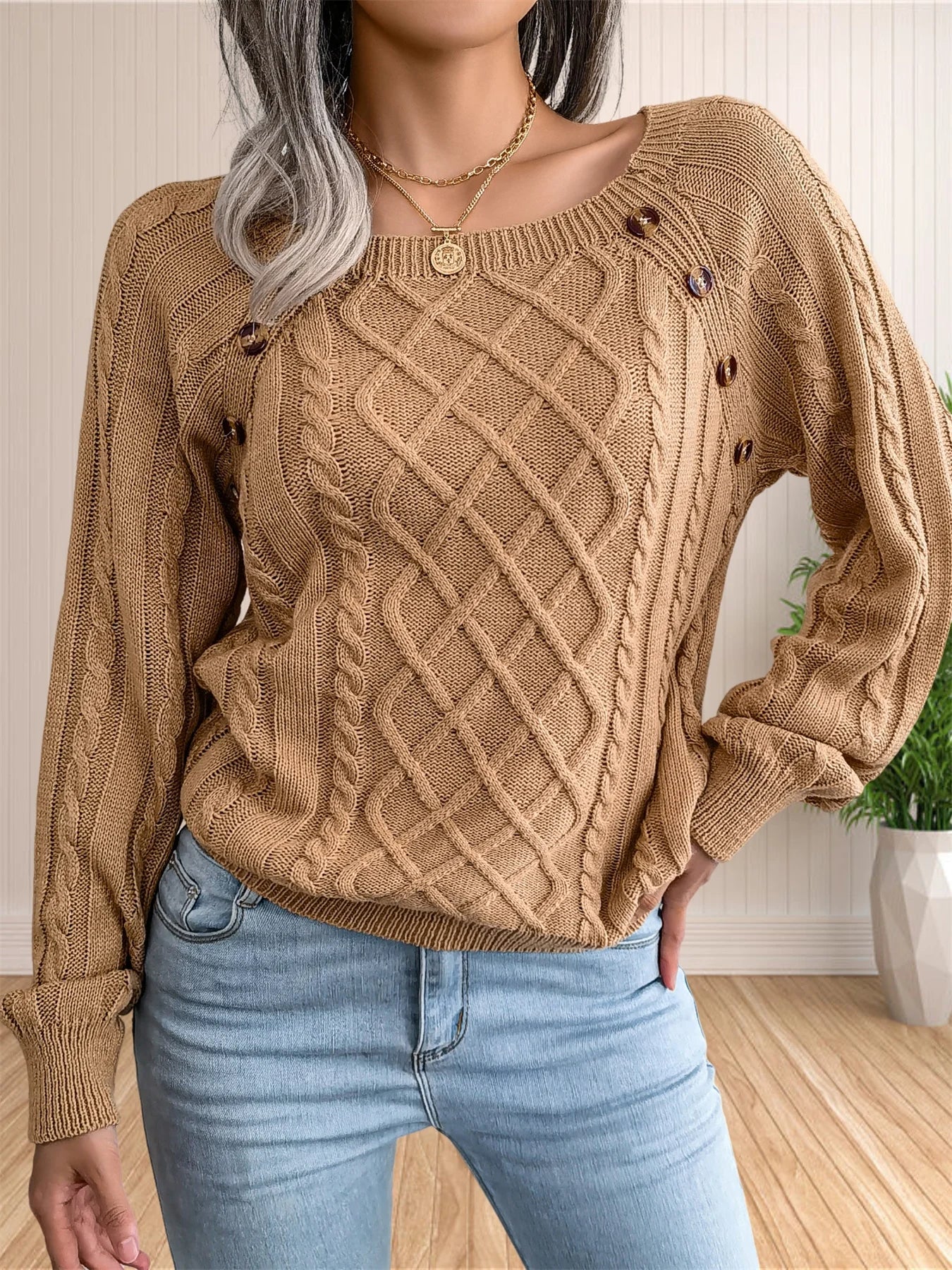 Thyra Jumper | Autumn Cable Knit Button Jumper