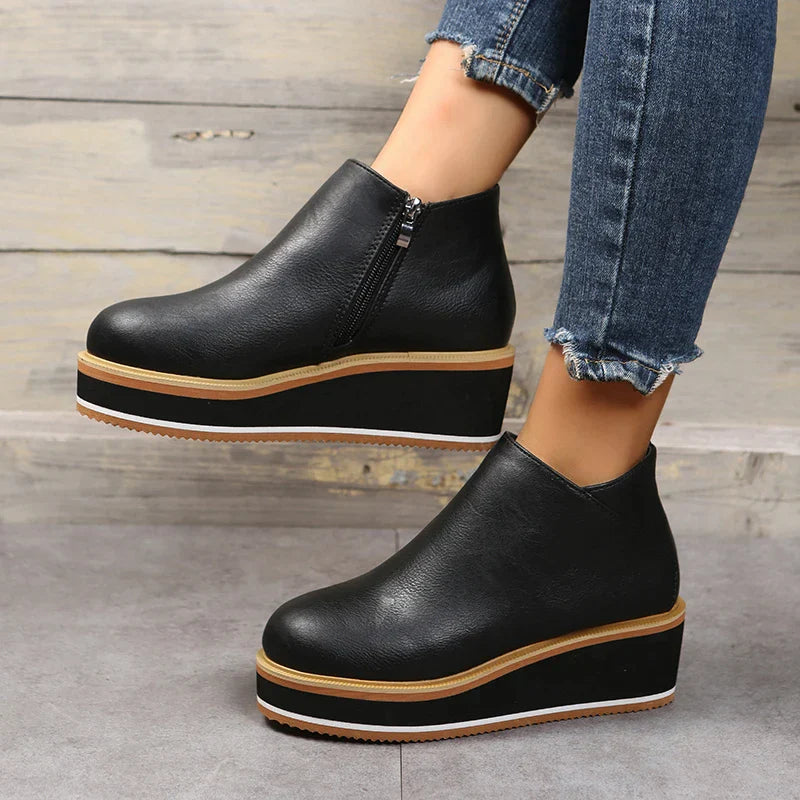 Clea Boots | Stylish Ankle Boots with Zip and Platform, Bold and Comfortable