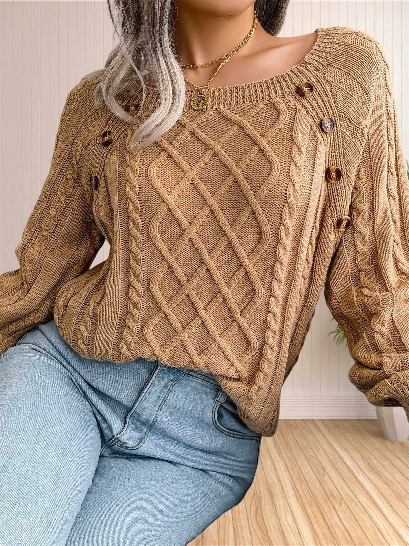 Thyra Jumper | Autumn Cable Knit Button Jumper