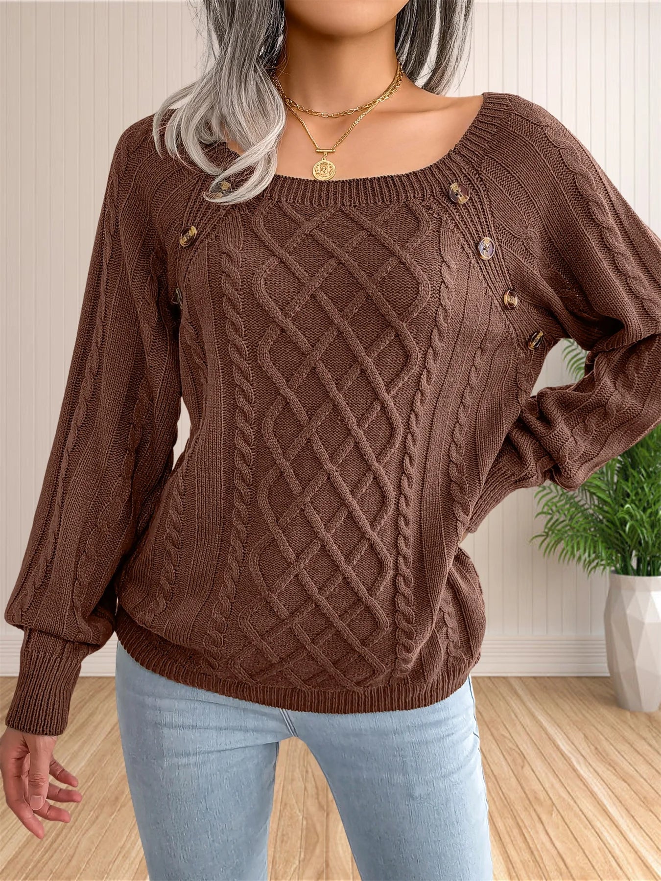 Thyra Jumper | Autumn Cable Knit Button Jumper