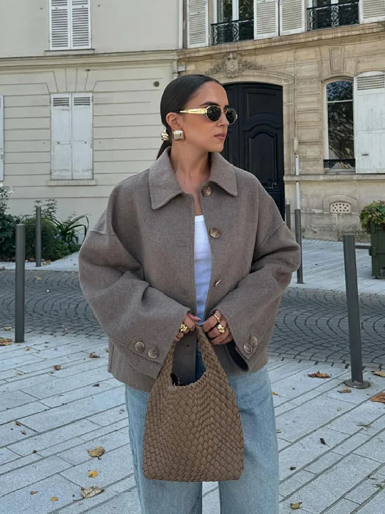 Sariyah Jacket | Autumn Cropped Wool Button-Up Jacket