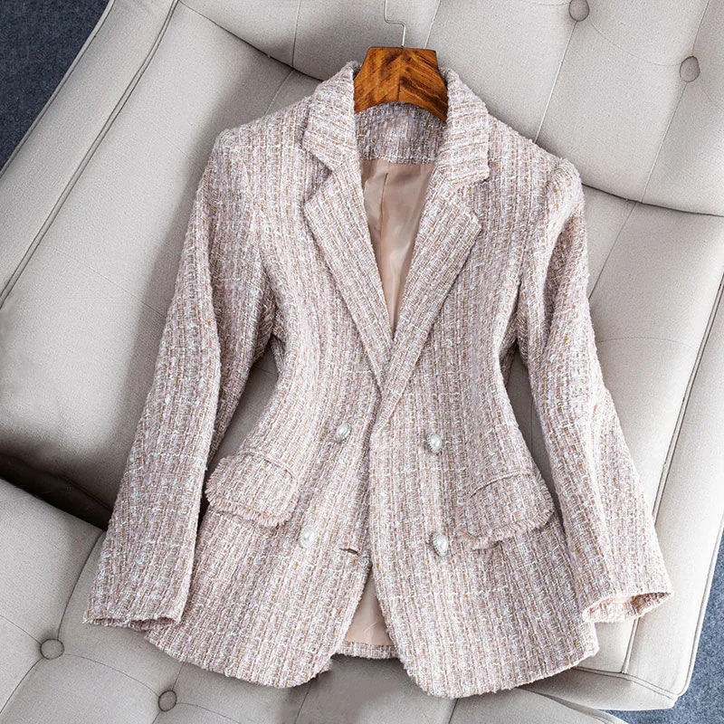 Nisha Blazer | Elegant Tweed Double-Breasted Blazer