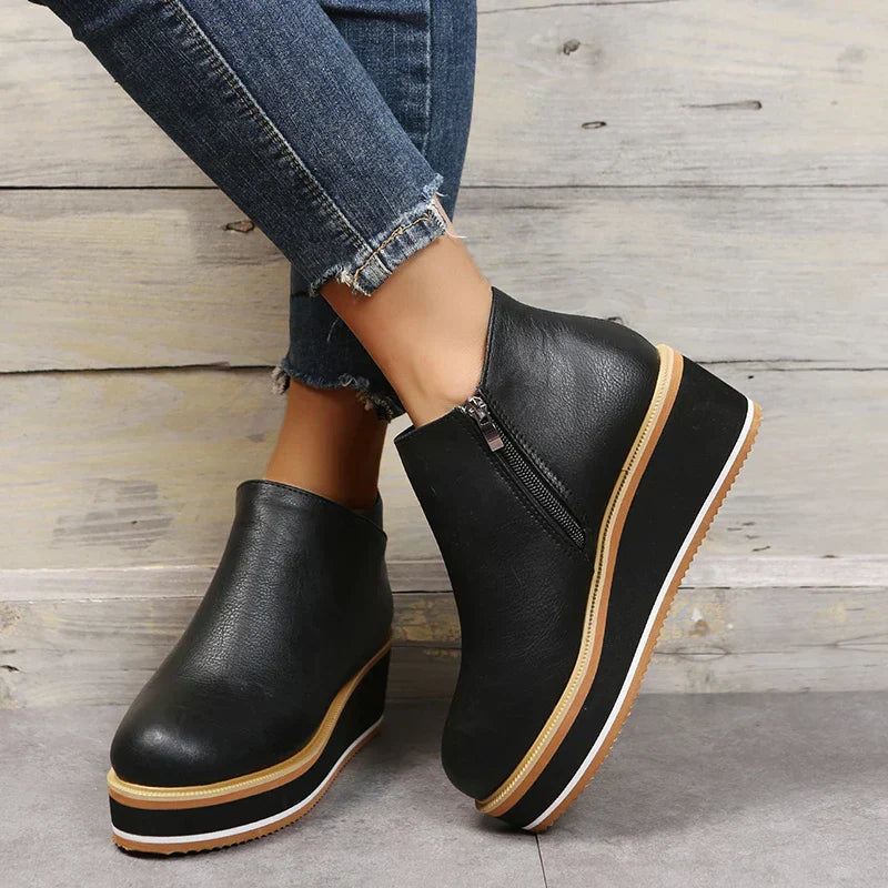 Clea Boots | Stylish Ankle Boots with Zip and Platform, Bold and Comfortable