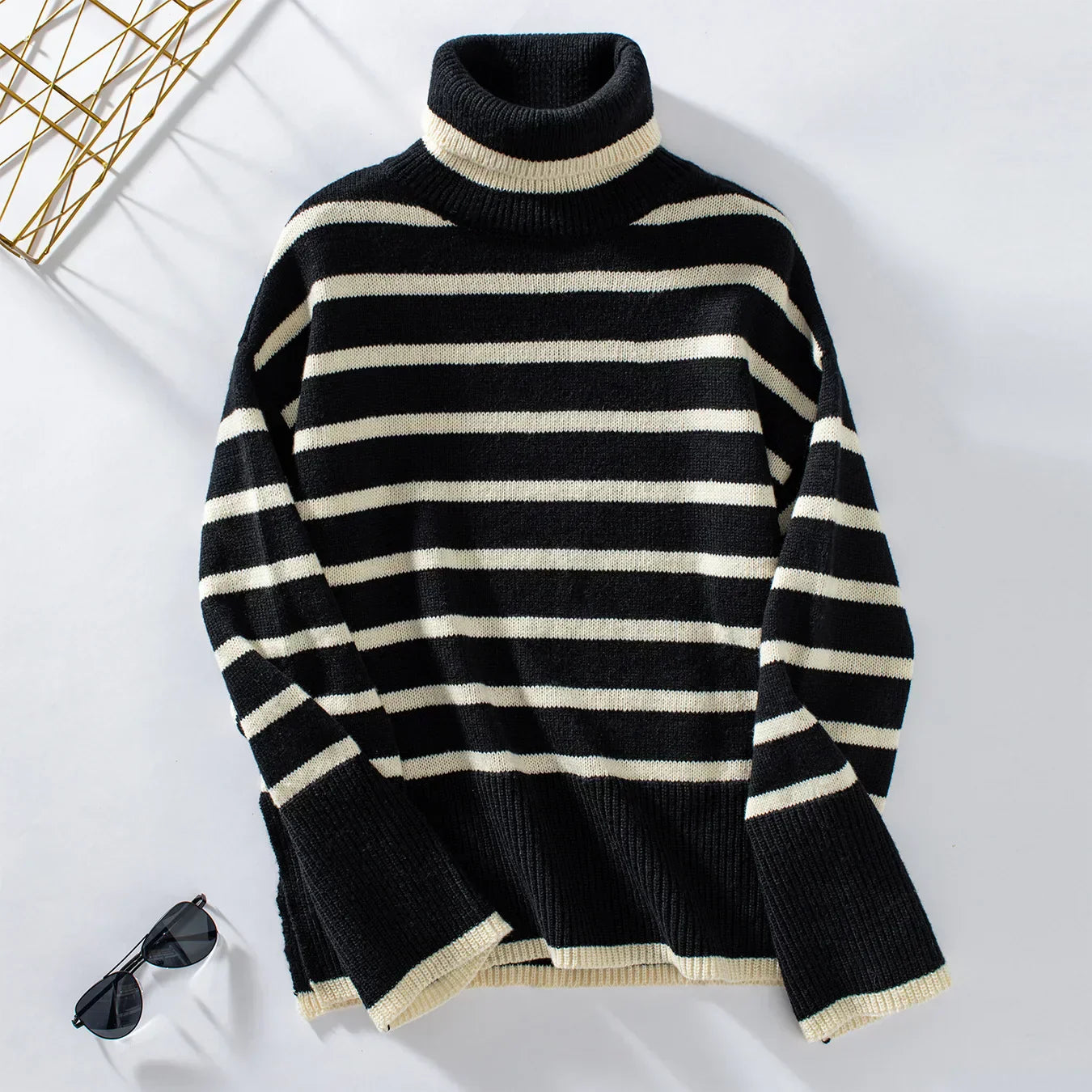Tiphany Jumper | Autumn Striped Turtleneck Jumper