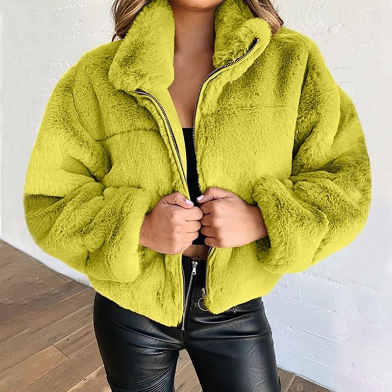Sharon Jacket | Autumn Faux Fur Zipped Jacket