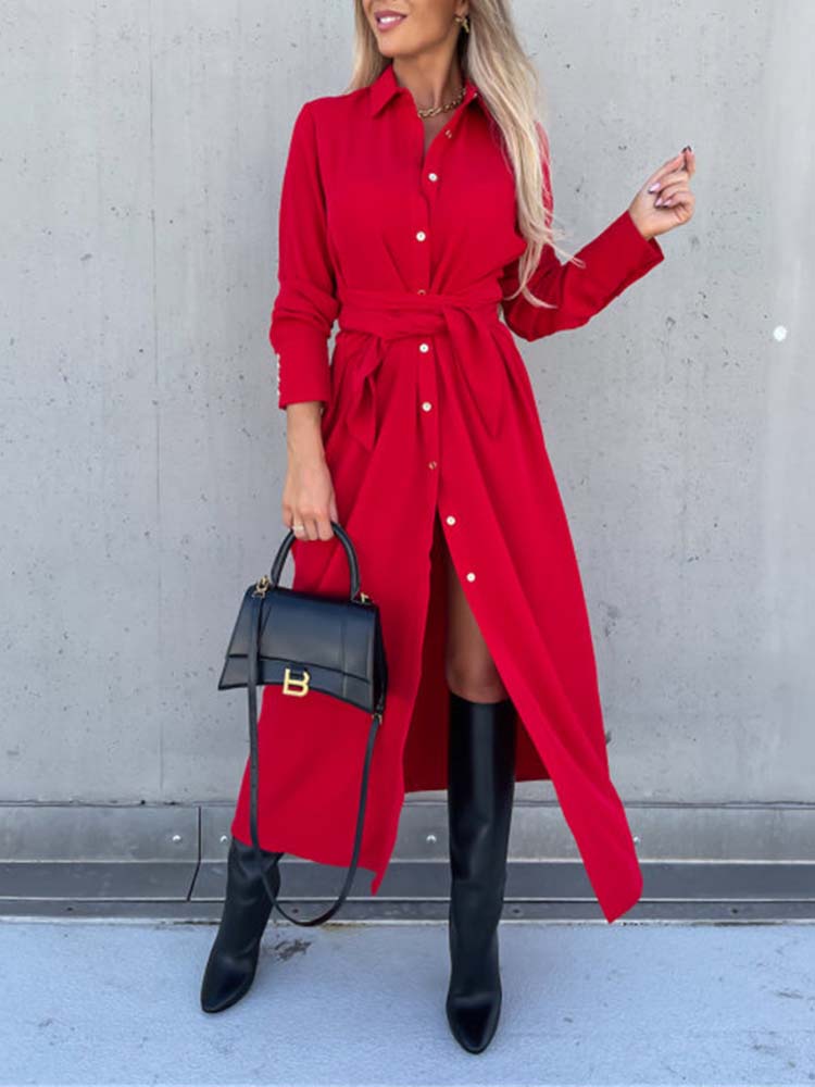 Kaylin Dress | Long-Sleeve Shirt Dress with Collar