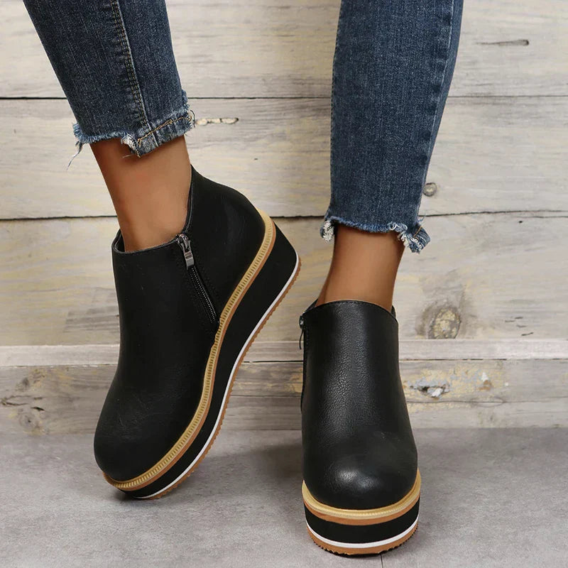 Clea Boots | Stylish Ankle Boots with Zip and Platform, Bold and Comfortable