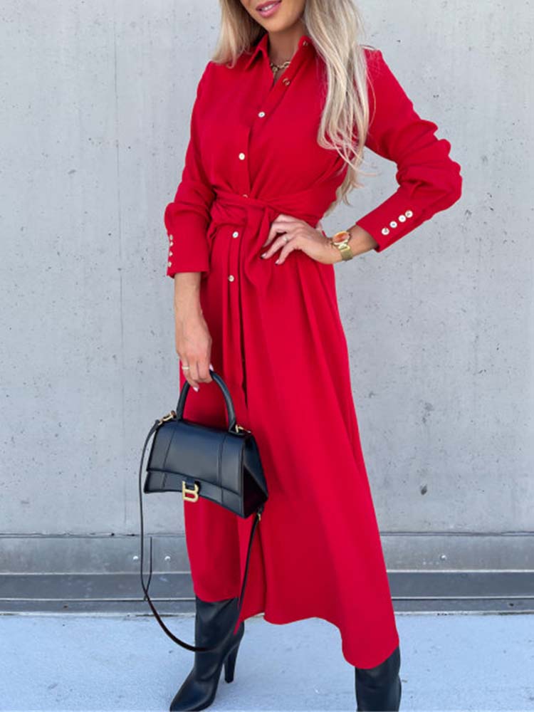 Kaylin Dress | Long-Sleeve Shirt Dress with Collar