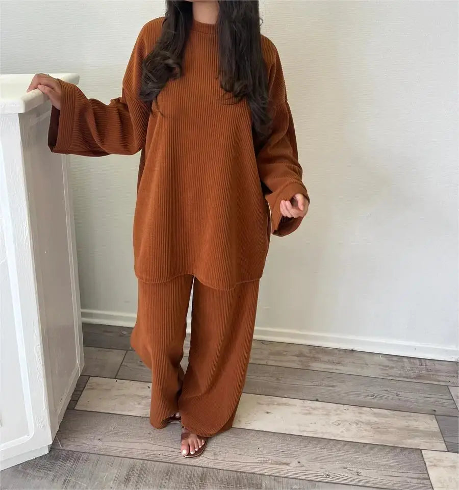 Tana Lounge Set | Autumn Relaxed Ribbed Two-Piece Set