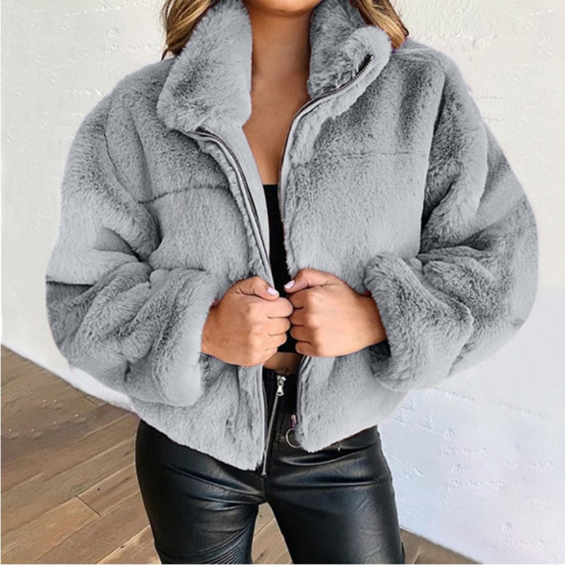 Sharon Jacket | Autumn Faux Fur Zipped Jacket