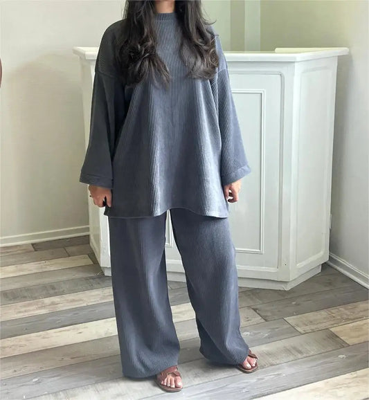 Tana Lounge Set | Autumn Relaxed Ribbed Two-Piece Set
