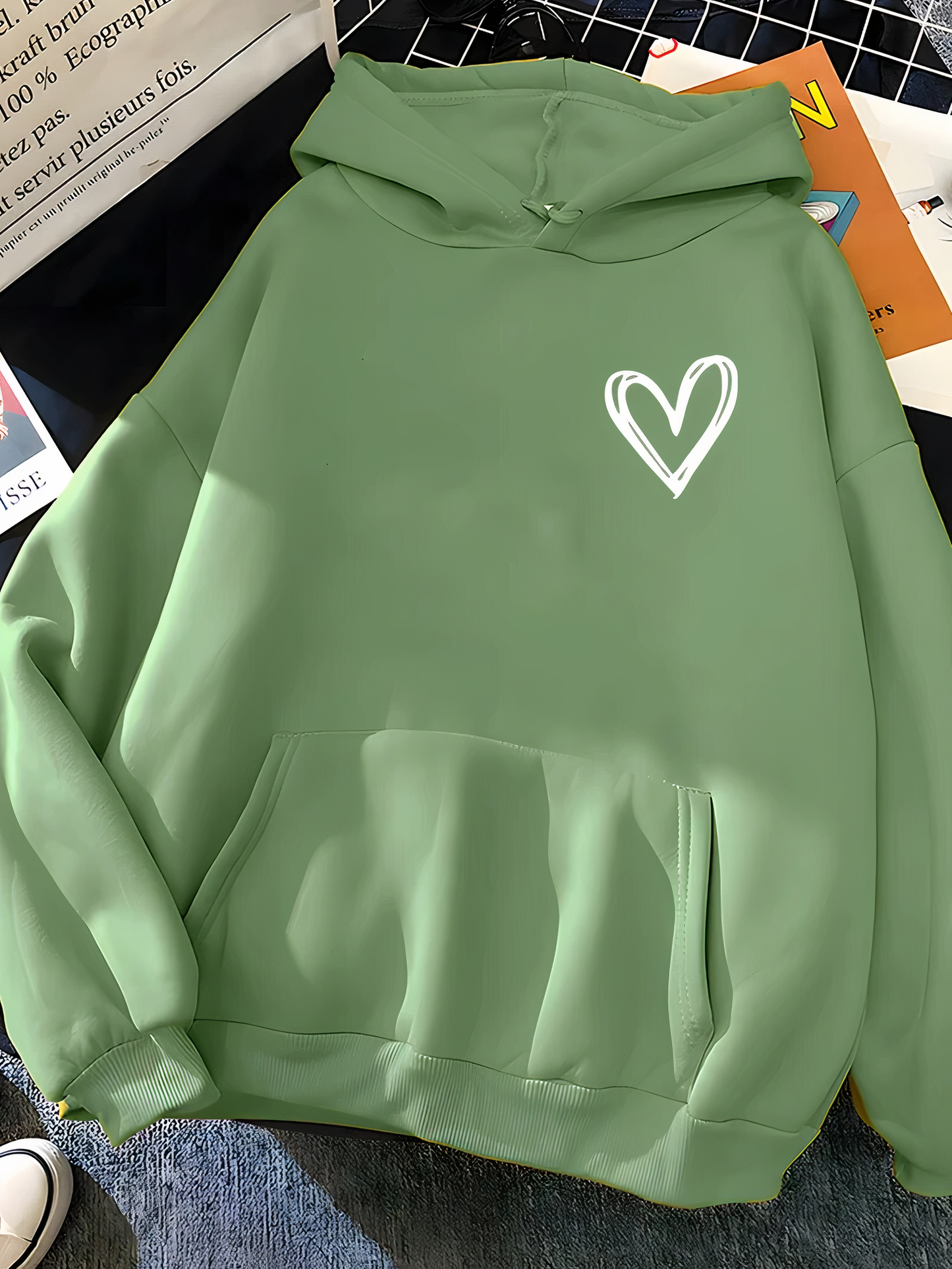 Yaffa Hoodie | Women’s Winter Casual Heart Print Hoodie