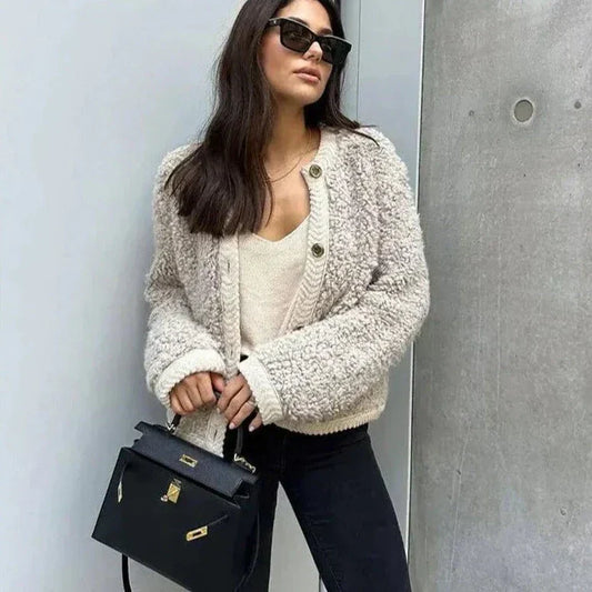 Tina Cardigan | Autumn Textured Button-Up Cardigan