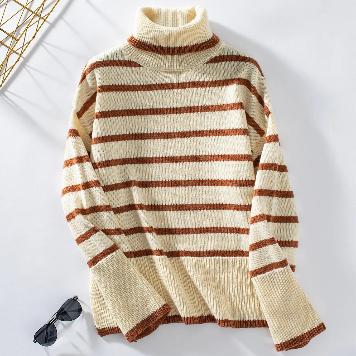 Tiphany Jumper | Autumn Striped Turtleneck Jumper