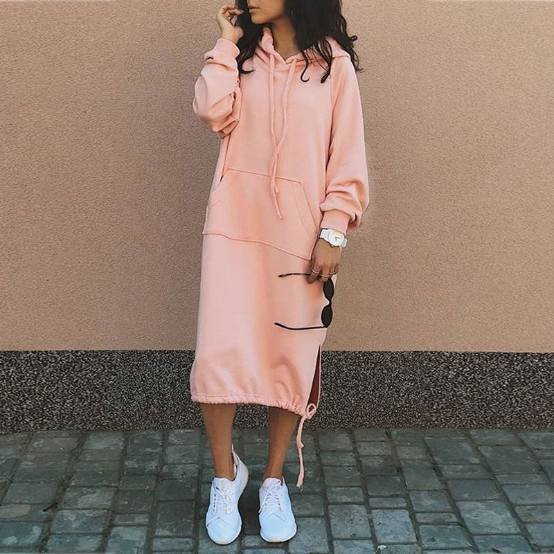 Vilda Dress | Winter Casual Hoodie Midi Dress