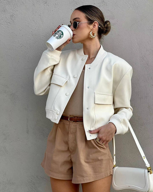 Sandy Jacket | Autumn Cropped Varsity Style Jacket