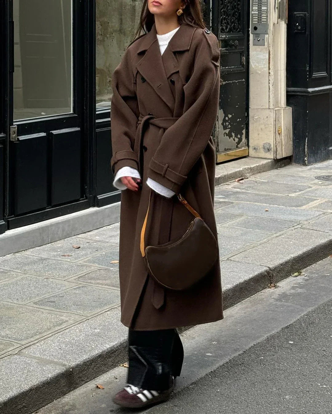 Sarika Trench Coat | Autumn Double-Breasted Belted Wool Coat