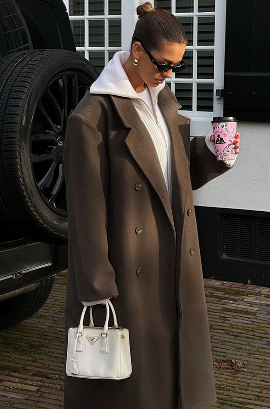 Sassa Coat | Autumn Elegant Double-Breasted Long Wool Coat