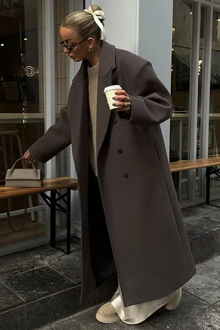 Sassa Coat | Autumn Elegant Double-Breasted Long Wool Coat