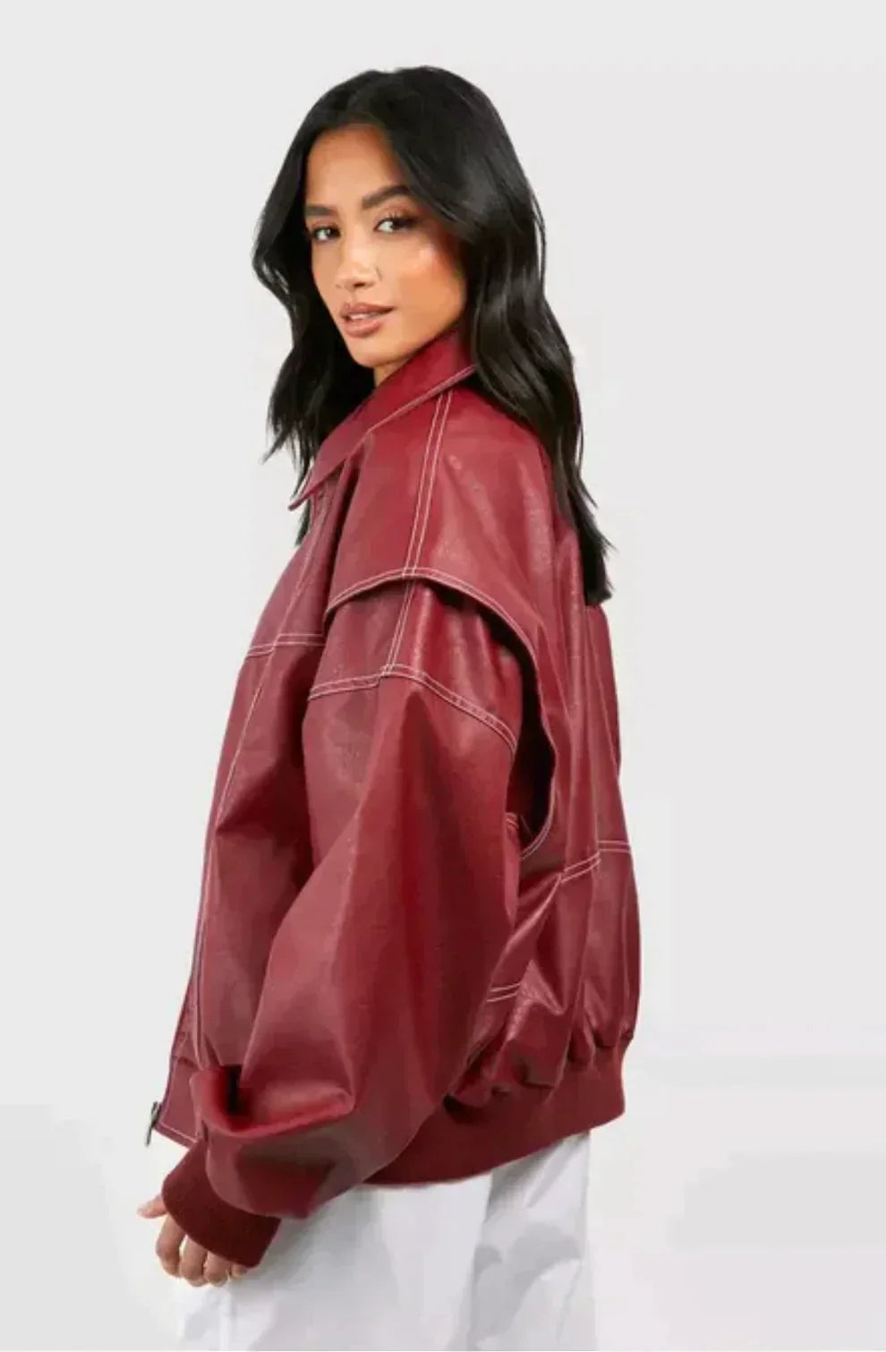 Shania Jacket | Autumn Oversized Red Zip Jacket
