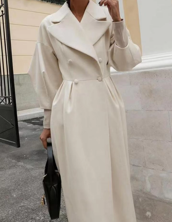 Teri Coat | Autumn Elegant Double-Breasted Midi Coat