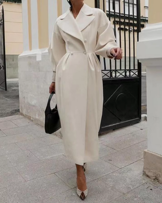 Teri Coat | Autumn Elegant Double-Breasted Midi Coat